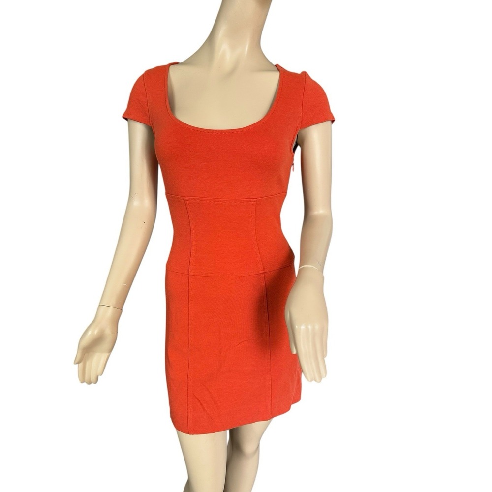 Diane Von Furstenberg Domino Sheath Dress Sz 6 Orange Knit Stretch Midi Retro